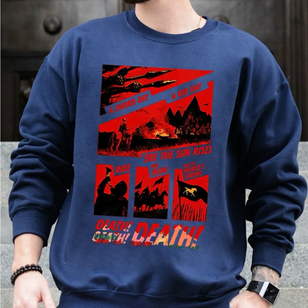 Lord of the Rings Graphic Sweatshirt- Navy, XXL